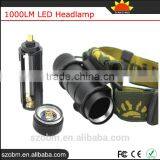 OEM XML-T6 LED Dimmable Zoom 1000 Lumen Frontal Head Torch Light Powerful Headlamp thumbnail-5