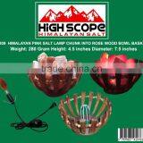 Himalayan Pink Salt Lamp Chunk Into Rose Wood Bowl Shape Basket thumbnail-1