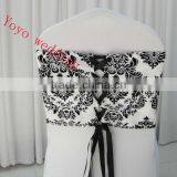 White and Black Flocking Damask Corset Chair Sash thumbnail-1