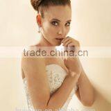 White Satin Beaded Mermaid Strapless Wholesale Bridal Gowns thumbnail-4