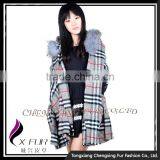 CX-B-P-39 Real Raccoon Fur Trimmed Fashion Women Pashmina Shawl thumbnail-2