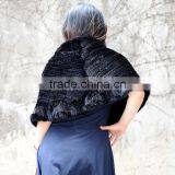 CX-B-M-24E Factroy No MOQ Wholesale Poncho Fashion Style 100% Real Knitted Mink Shawl thumbnail-2