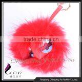 CX-R-48M China Wholesale Red Raccoon Fur Keychain With Fur Pompon thumbnail-5