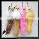 CX-P-02 Lovely Design Wholesale Genuine Rabbit Fur Mobile Phone Chain thumbnail-1