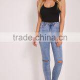 Custom Women Plain Black Cotton Spandex Slim Fit Ladies Basic Black Racer Back Bodysuit thumbnail-6