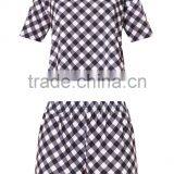 Custom Design Women Summer Pajamas Black Gingham Pyjama Plaid PJ Set thumbnail-4