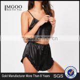 MGOO Fashion Foshan Factory Satin Cami Shorts Pajamas Sets Wholesale Night Satin Robes For Women Sleepwear thumbnail-1