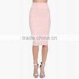 MGOO High Quality Factory Women Slinky Midi Skirts Pink Work Offices Suits Plain Slinky Skirts 15145A177 thumbnail-2