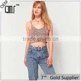 2017 Unique Women Colorful Knit Fabrication V-neck Thin Straps Knit Crop Tops thumbnail-1