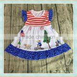 2017 July 4th Childrens Sleeve Dress Wintersweet Print Pattern Unicorn Clothing Baby Girls Dress thumbnail-4