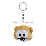 Wholesale Monkey Animal Silver Tone Brown Emoji Pattern Carved Plush Keychain thumbnail-2