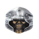 Titanium Steel Unadjustable Rings Gold Tone Antique Gold Antique Silver Skull thumbnail-1