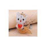 4mm Bicone Crystal Handmade 3d Beaded Kitty Cat Sea-maid Iphone Charm thumbnail-3