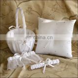 Fine Rhinestone decoration White flower basket & ring pillow set wedding favor