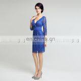 Elegant V Neck 3/4 Sleeve Royal Blue Lace Cocktail Party Dresses Ladies Party Dress thumbnail-3