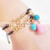 Fashion Mother Tassel Jewelry Cheap Gold Greek Letter Charm Bracelet Design for Girls