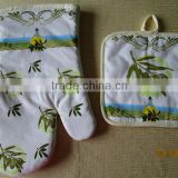 Olive printing 150gsm twill cotton oven glove