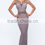 Long Sheer Beck Fit And Flare Beaded Chiffon Evening Dress Wholesale thumbnail-2