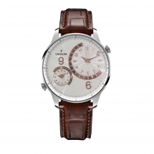Stainless Steel Case Multi-function Watches Man Genuine Leather Dual Time Quartz Watch thumbnail-3