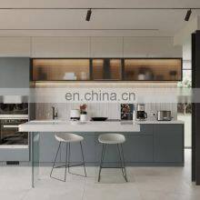 L-shaped White Solid Wood Modern Contemporary Quartz Top Kitchen Cabinets Cocinas thumbnail-4