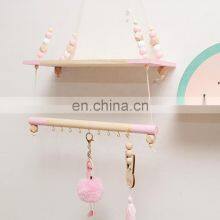 Pink Multifunctional Storage Shelf Nordic Display Wall Hanging Shelf Swing Rope Floating Shelves