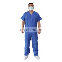 Disposable light blue scrub suit applied in operation room