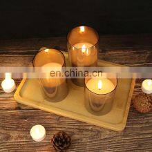 Hot Selling 3D Moving Flame Pillar Home Decoration Timer 4 8 Hours Gold Glass Flameless Led Candle With Remote thumbnail-4