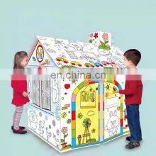 OEM Creative Kids Painting Graffiti Toy Large Paper Children DIY Drawing Doodle Doll Kids House 3D Painted Cardboard House