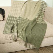 Pure Virgin New Wool Throw Blanket for Sofa Decoration ,camping,travel Picnic