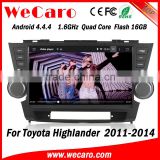 Wecaro WC-TH1062 Android 4.4.4 car stereo 10.1" 2 din for toyota highlander android car dvd Radio GPS 1080p 2008-2014
