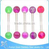 316L Barbell UV Glitter Bioplast Tongue Rings Body Piercing thumbnail-1