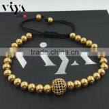 2 YEARS NO Loose Color 18K Gold Plated Man Baeds Bracelet thumbnail-3