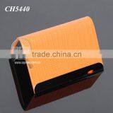 Orange Color Leather Stainless Steel Metal Leather Business Card Holder thumbnail-4