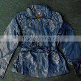 2015 Fashion Long Leather Jacket for Women