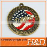 american flag pattern medals with ribbon drape