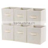 Foldable Storage Cubes Fabric Drawer Baskets Bins Set Closet Organizer Beige thumbnail-2