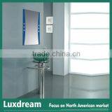 Modern Glass Vanity With Stainless Steel Pedestal thumbnail-3