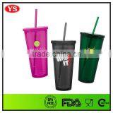 Bpa Free 24oz Double Wall Personalized Plastic Tumbler With Straw thumbnail-3