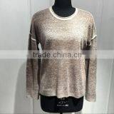 BGAX16141High Quality Fashion Cashmere Sweater , Natural Neck Hot Fix and Print Knit Pullover