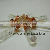 CRYSTAL QUARTZ REIKI ENGRAVED PYRAMID WITH 7 POINT CHAKRA ENERGY GENERATOR TOOLS IN COPPER thumbnail-2