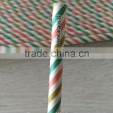 Eco friendly biodegradable logo printed striped paper straw