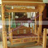 Wooden Indoor Swing With Wood Inlay Work / Rosewood Swing / Wooden Jhoola thumbnail-1
