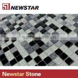 Newstar Black Grey And White Marble Tile Mix Glass Swimming Pool Mosaic thumbnail-2