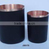Copper Vase With Mirror Polish With Mat Black Finish and Top Rim in Polish thumbnail-1