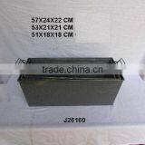 Grey Painted Iron Planter in Three Sizes With Embossed Patterns thumbnail-1