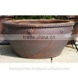 Large Dark Clay Bowl Planter, Set of 3. thumbnail-1