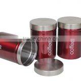 Stainless Steel Lid Tea Sugar Coffee Canister Set of 3 thumbnail-1