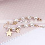 Gold Heart Star Charms Pearl Link Bracelet thumbnail-5