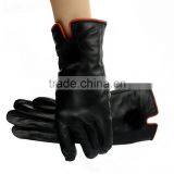 Women's Genuine Sheepskin Leather Winter Warm Simple Fashion Style Lined Gloves With Mink Fur Ball thumbnail-3