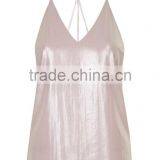 Sexy Nude Metallic Reflective Vest Spaghetti Strap Tank Top HSD2131 thumbnail-3
